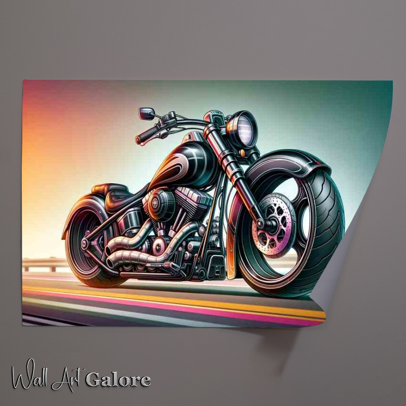 Buy Unframed Poster : (Cool Cartoon Yamaha Road Star Motorcycle Art)