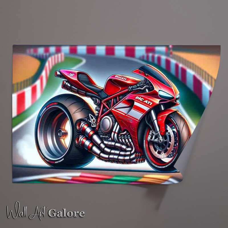Buy Unframed Poster : (Ducati 916 Motorcycle Art cartoon style)