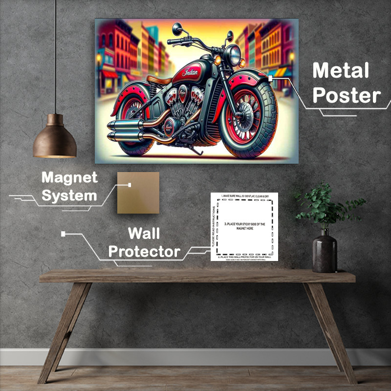 Buy Metal Poster : (Indian Scout Motorcycle Art cool cartoon)