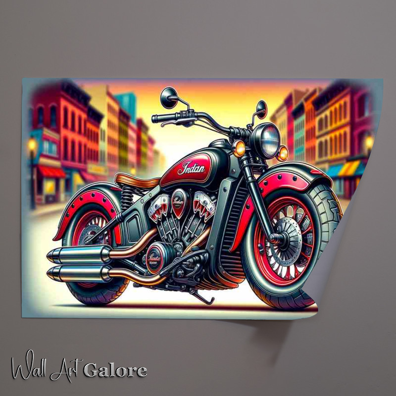 Buy Unframed Poster : (Indian Scout Motorcycle Art cool cartoon)