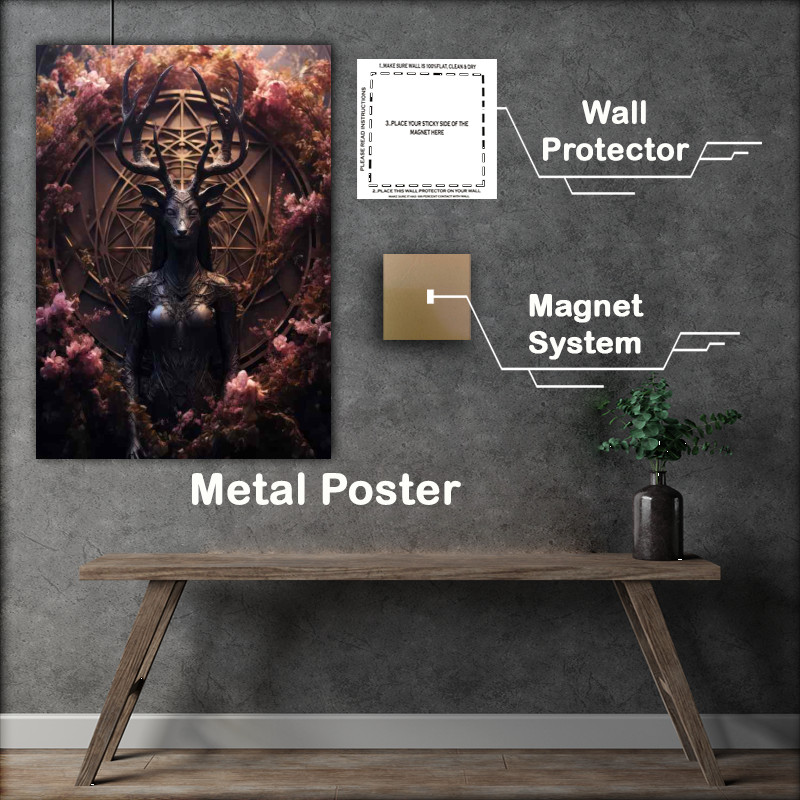 Buy Metal Poster : (A pentagram is surrounded by trees and flowers)