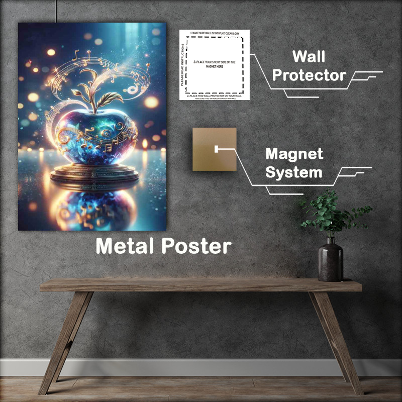 Buy Metal Poster : (Melodic Apple Crystal Sculpture Art)