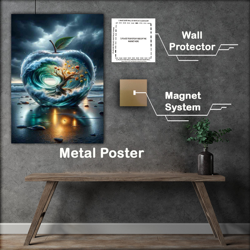 Buy Metal Poster : (Surreal Aquatic Apple Artistic Concept Creation)