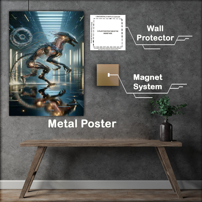 Buy Metal Poster : (biomechanical creature with intricate designs)