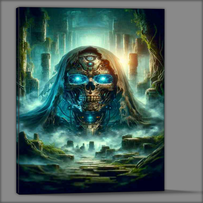 Buy Canvas : (Cybernetic Skull Entity in Misty Ruins)