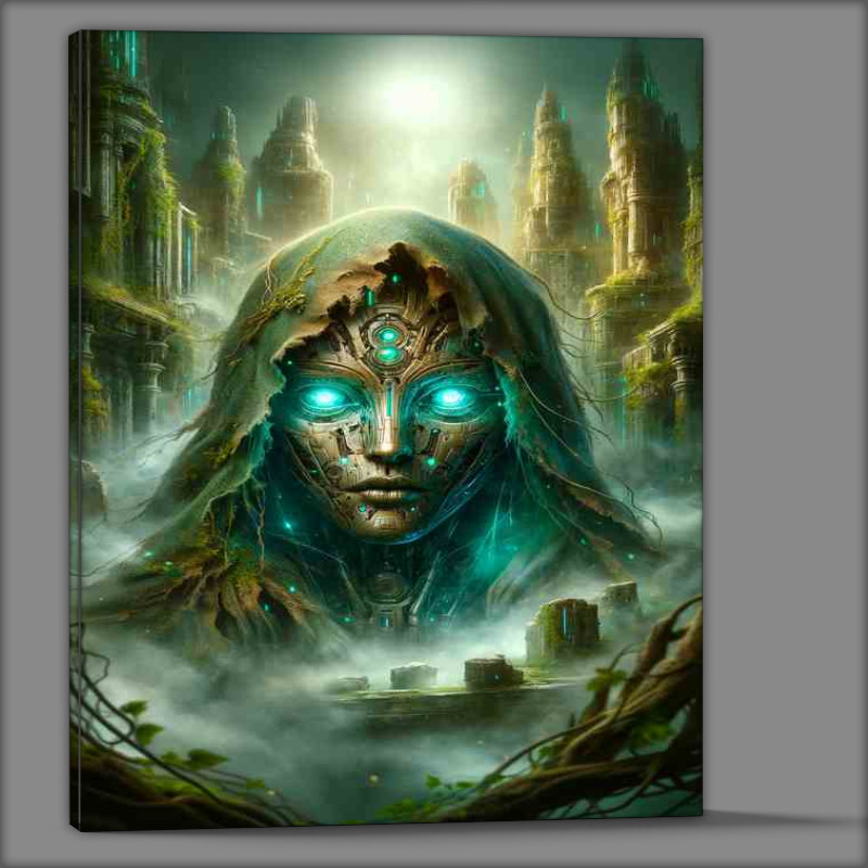 Buy Canvas : (Ethereal Android Visage in Ancient City mystical android face)