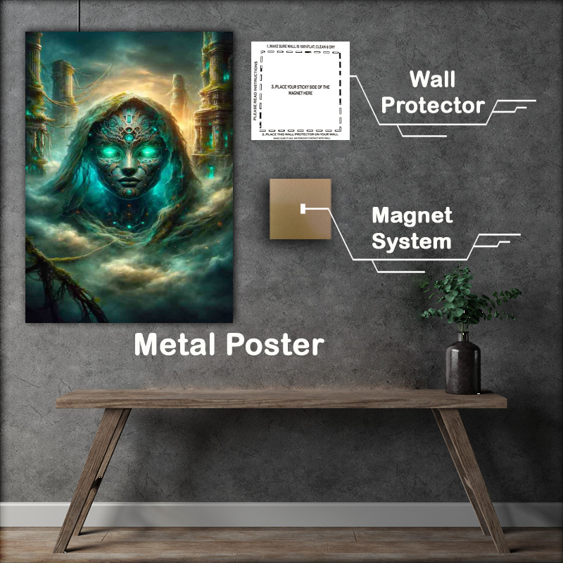 Buy Metal Poster : (Ethereal Android Visage in Ancient City)