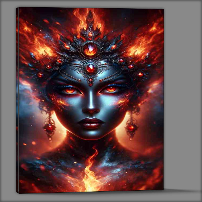 Buy Canvas : (Mystical Fire Goddess with Intense Gaze)
