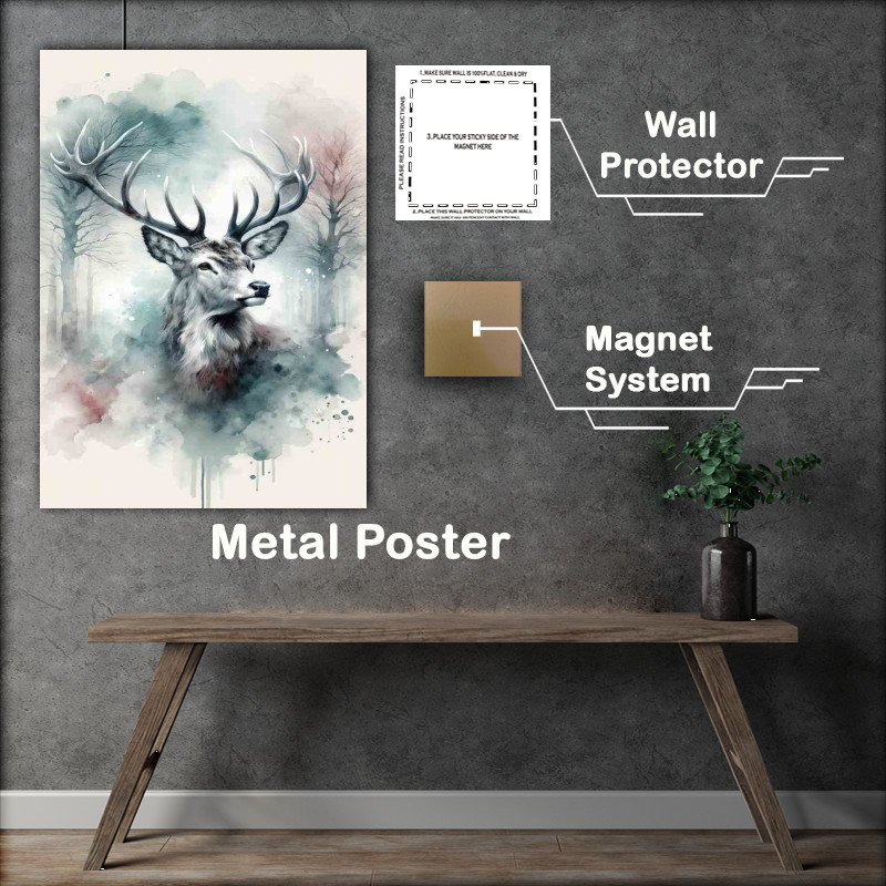 Buy Metal Poster : (Deer Stag Ethereal Forest Art)