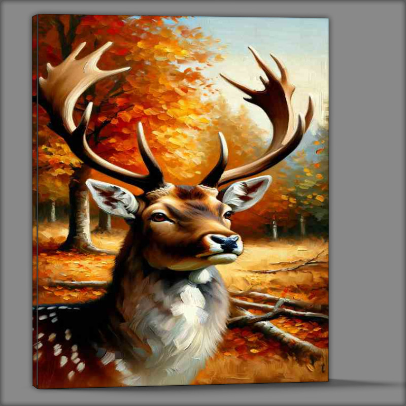 Buy Canvas : (Deer Stag in Autumn Forest the noble stag)
