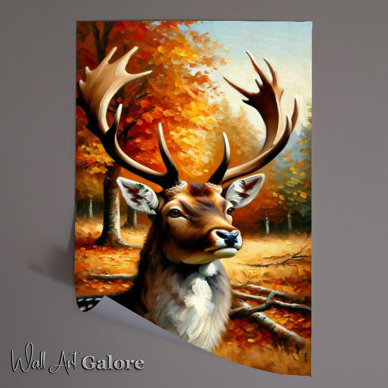 Buy Unframed Poster : (Deer Stag in Autumn Forest the noble stag)
