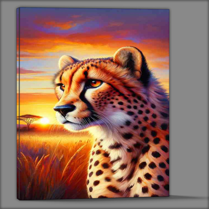Buy Canvas : (Elegant Cheetah in Savanna Sunrise)