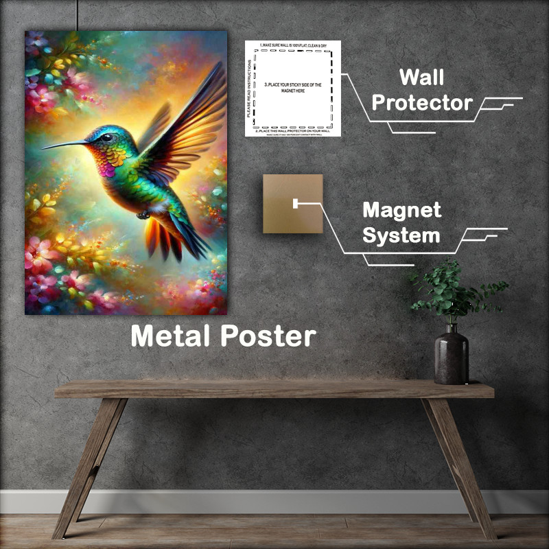Buy Metal Poster : (Enchanting Hummingbird Magic mid flight)