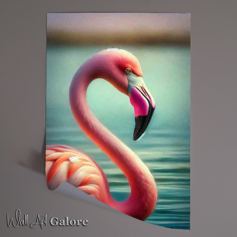 Buy Unframed Poster : (Flamingo Serenity in the style of Oil Painting Beauty)