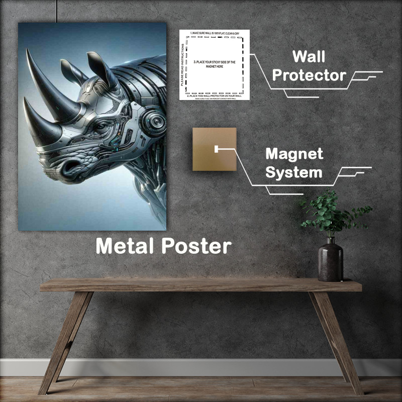 Buy Metal Poster : (Futuristic Rhino in Digital Style)