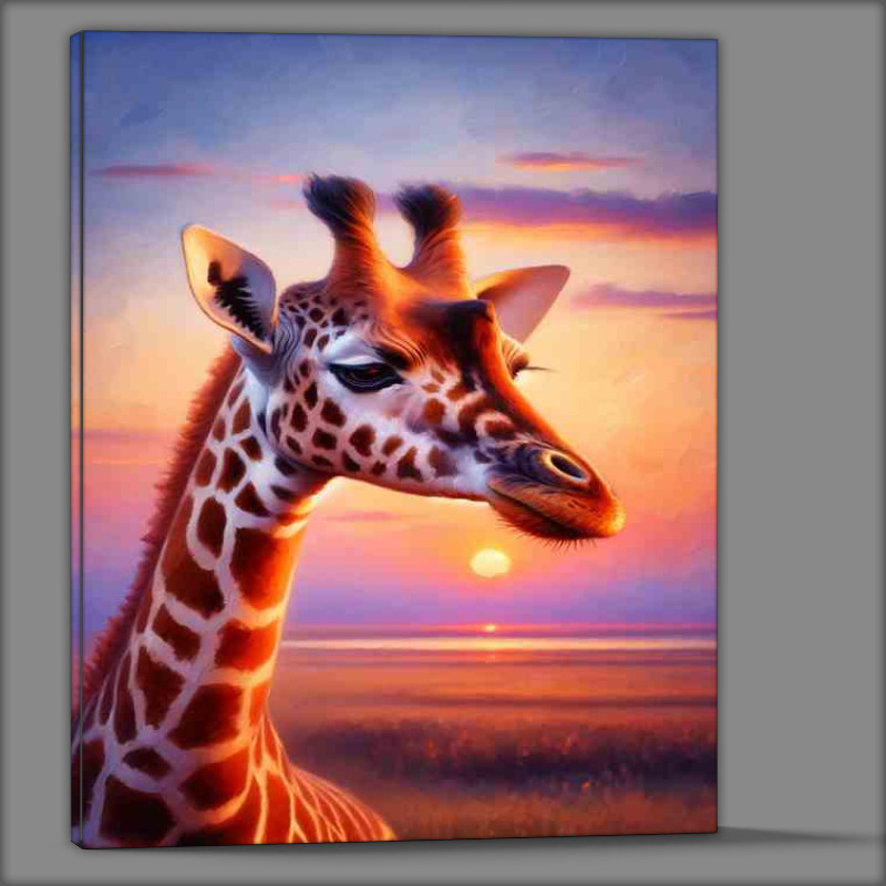 Buy Canvas : (Gentle Giraffe in Savannah Sunset great colours)