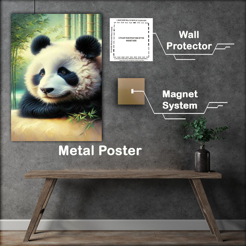 Buy Metal Poster : (Gentle Panda Dream style of Oil Painting)