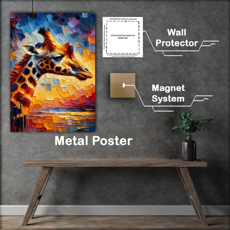 Buy Metal Poster : (Giraffe Essence style of Palette Knife Oil Painting)
