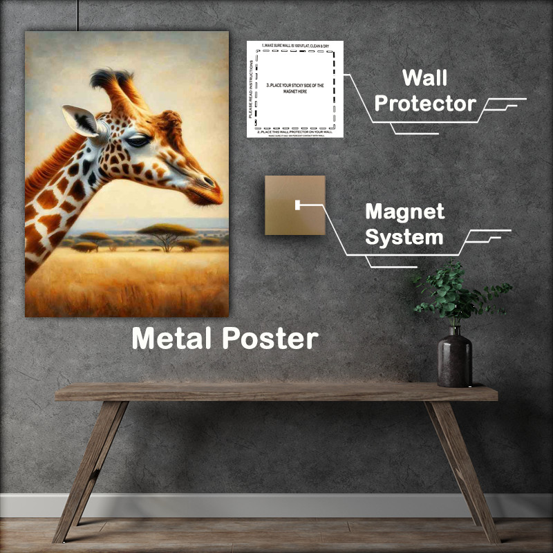 Buy Metal Poster : (Grace head of a captivating Giraffe)