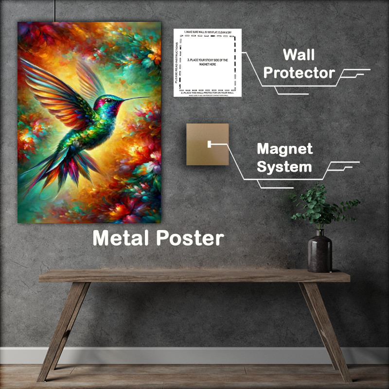 Buy Metal Poster : (Hummingbird Magic in a Oil painted look)