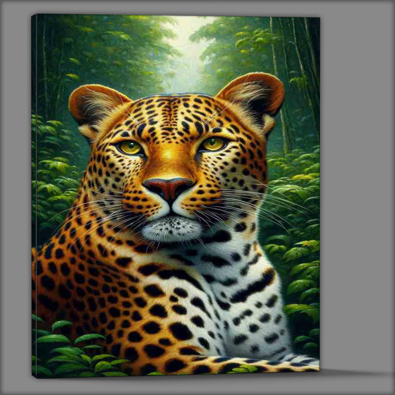 Buy Canvas : (Leopard in Lush Greenery Oil Painting look)