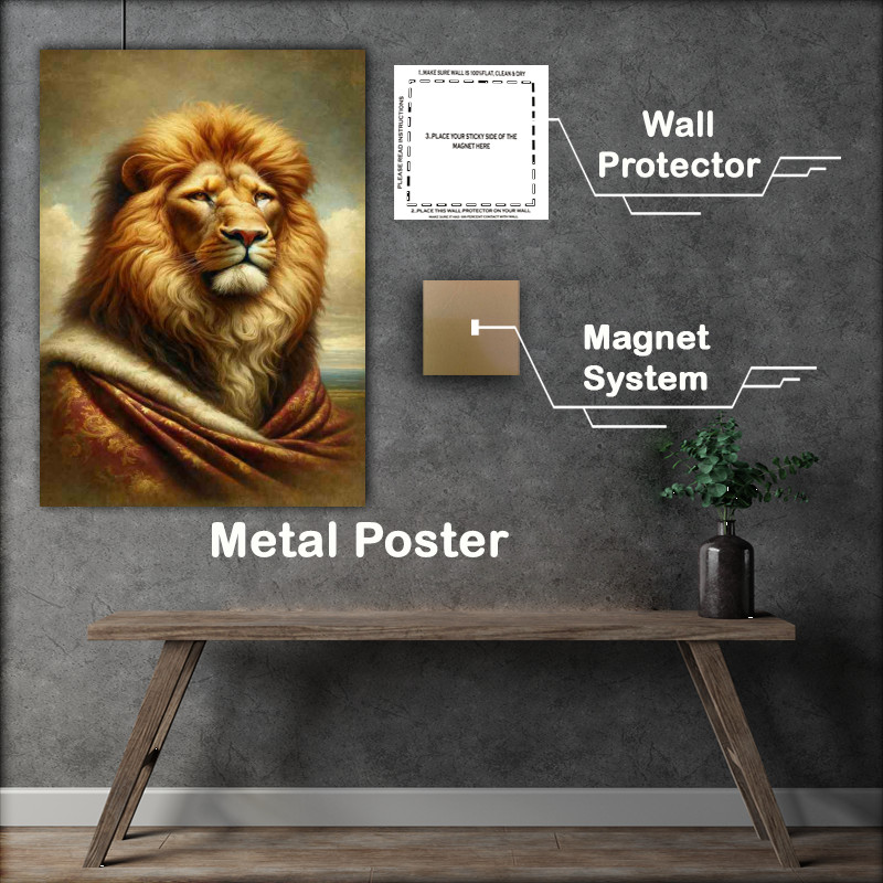 Buy Metal Poster : (Lion King head Classic Oil Painting style regal)