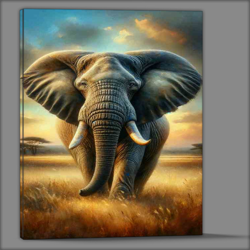 Buy Canvas : (Majestic Elephant in Savannah Dawn)