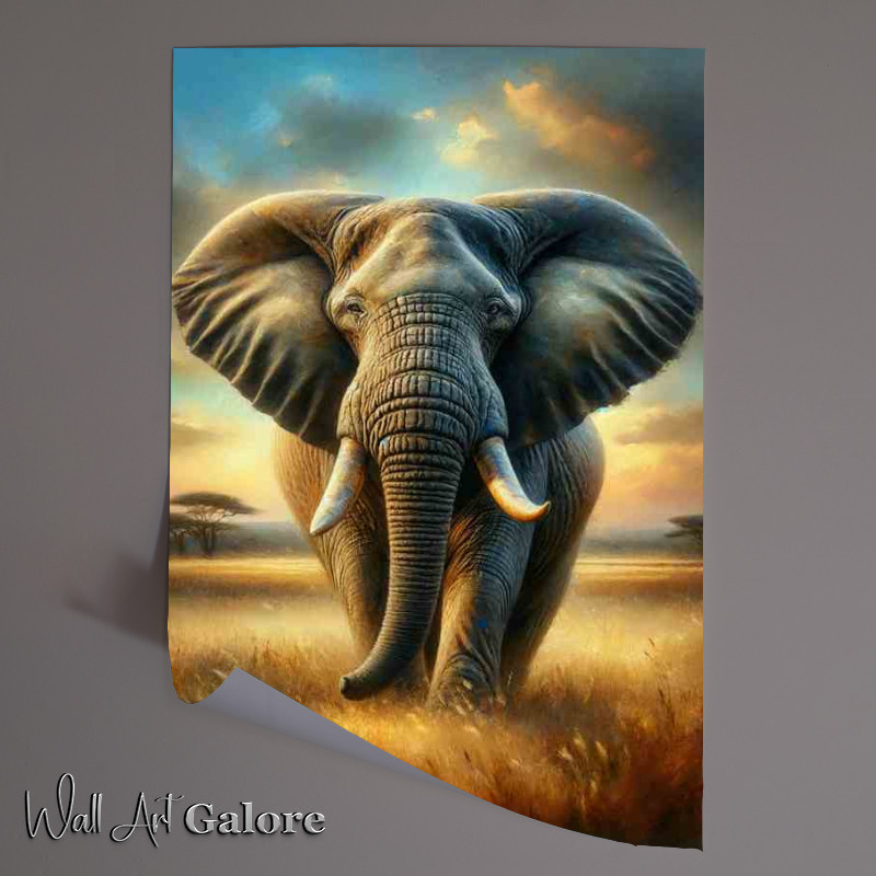 Buy Unframed Poster : (Majestic Elephant in Savannah Dawn)
