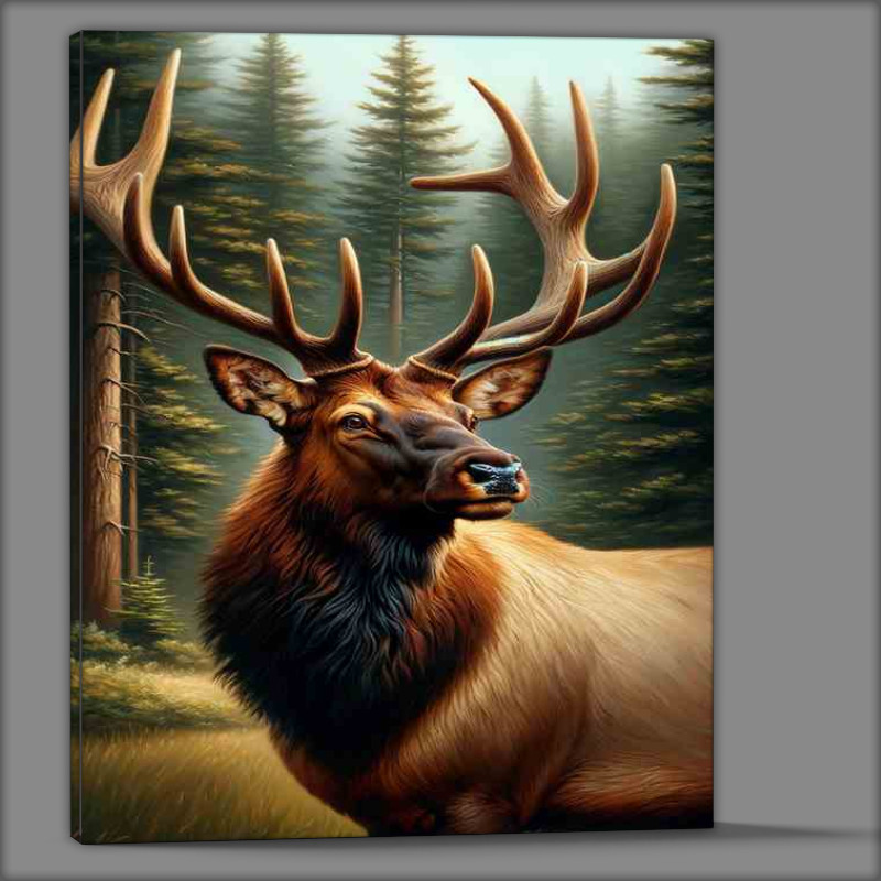 Buy Canvas : (Majestic Elk in Forest Setting oil painting style)
