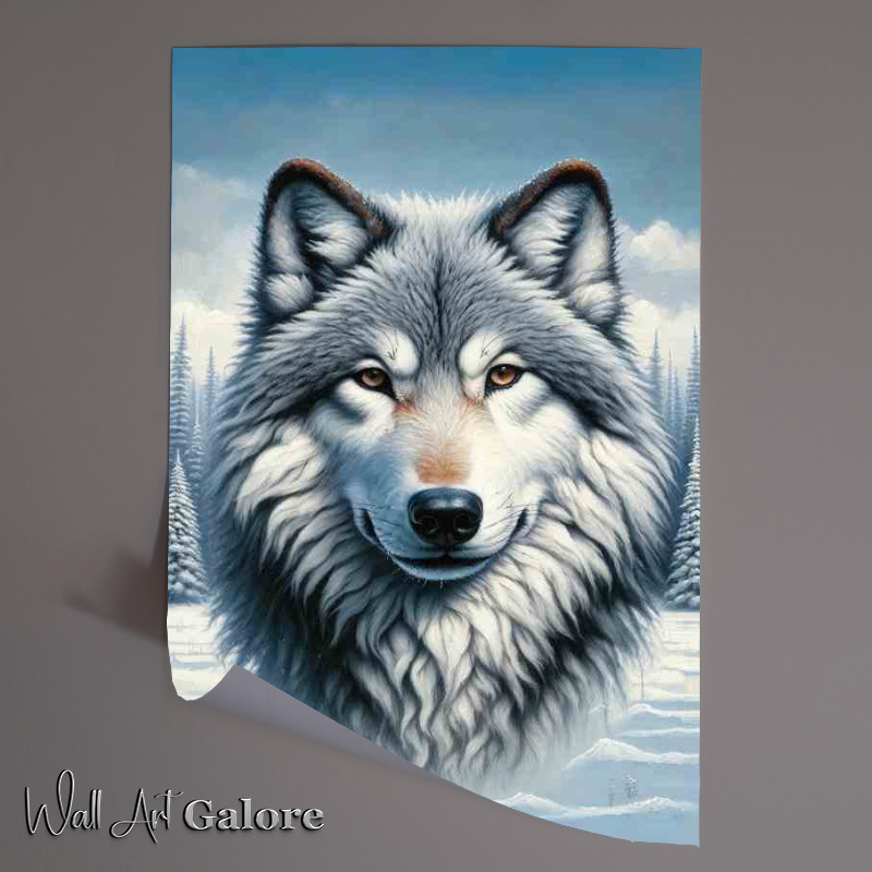 Buy Unframed Poster : (Majestic Wolfs head in Snowy Landscape)