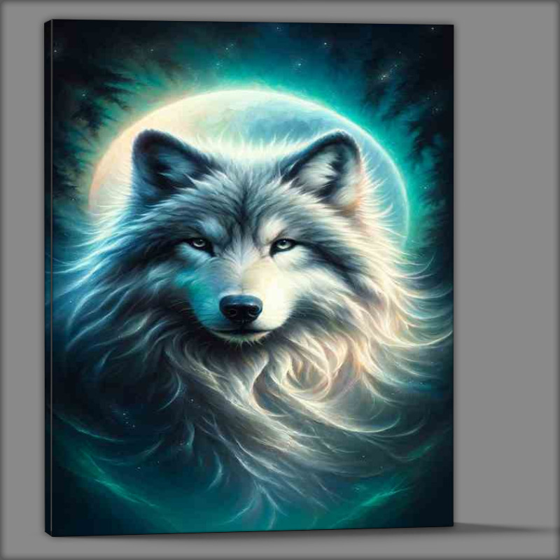 Buy Canvas : (Moonlit Forest head of an ethereal wolf)