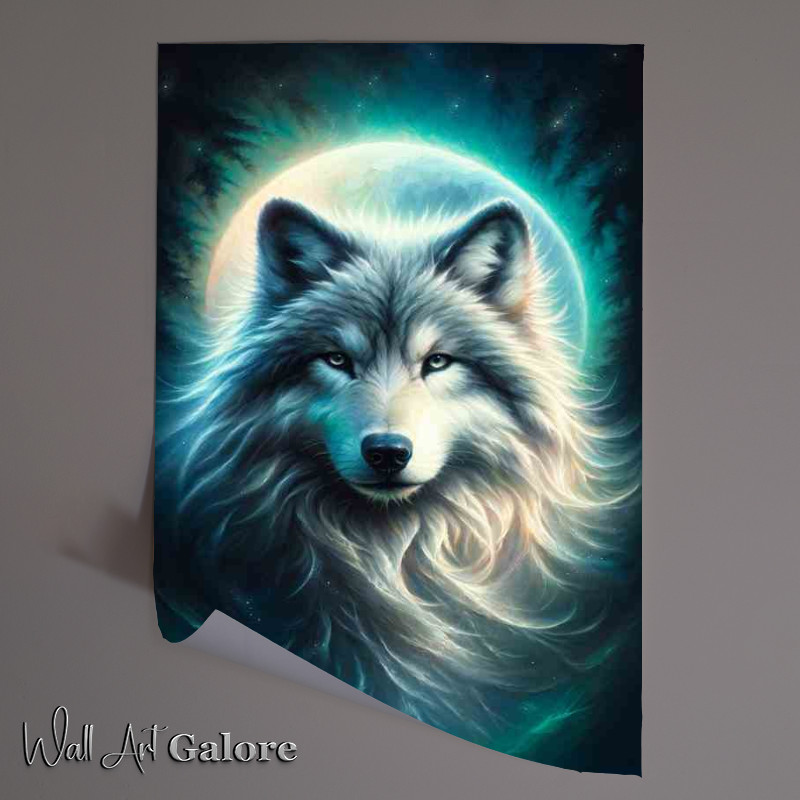 Buy Unframed Poster : (Moonlit Forest head of an ethereal wolf)