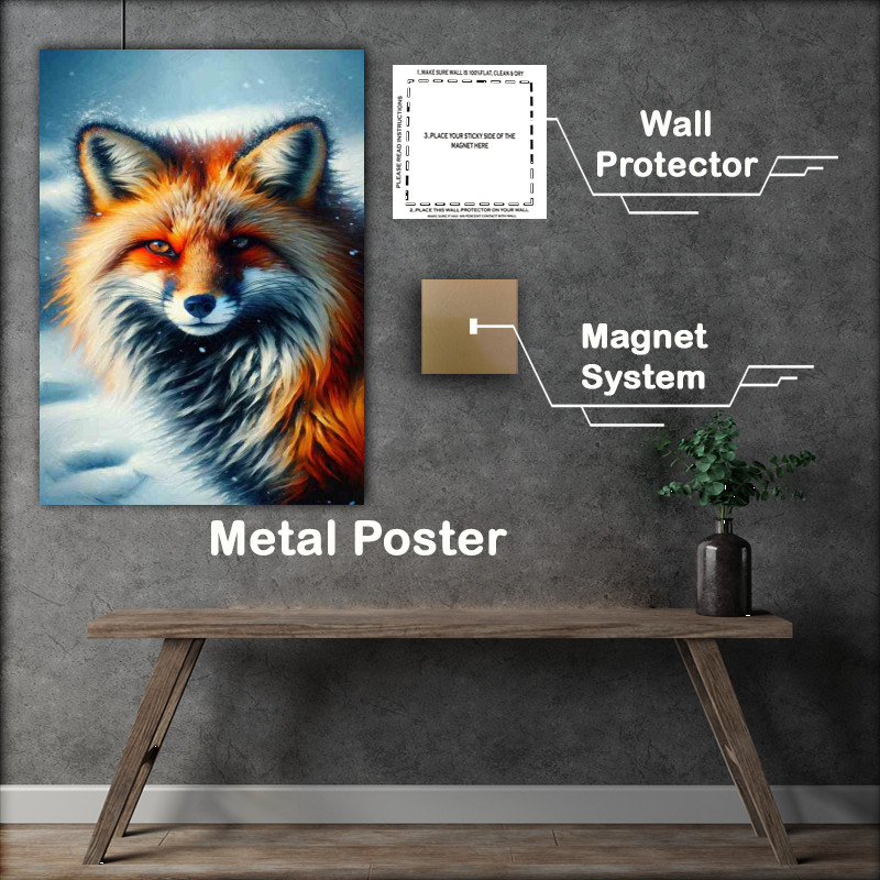 Buy Metal Poster : (Mysterious Fox in Snowy Terrain head)