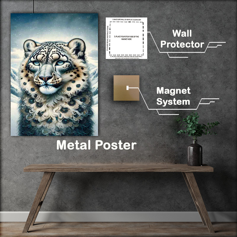 Buy Metal Poster : (Mystical Snow Leopard Elegance)