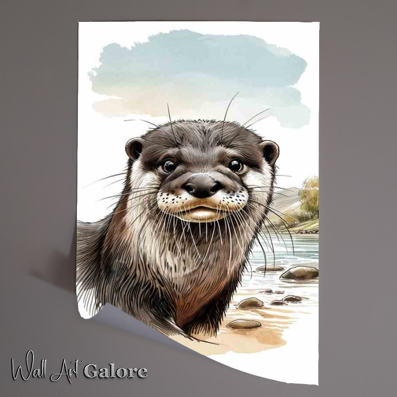 Buy Unframed Poster : (Playful Otter in Riverside Habitat)