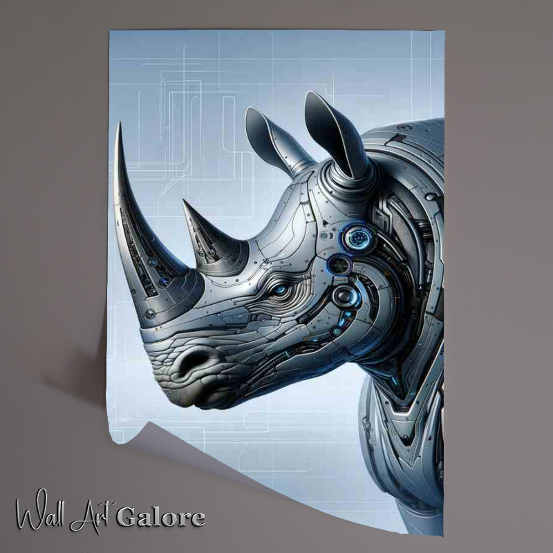 Buy Unframed Poster : (Rhino in Digital Style High Tech Art)
