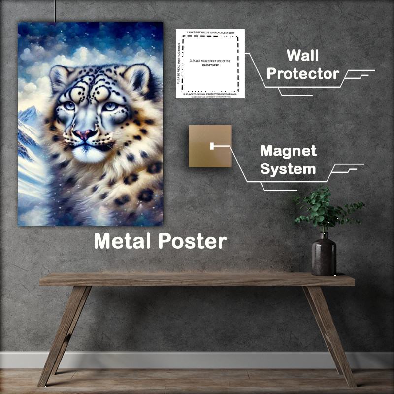 Buy Metal Poster : (Snow Leopard Elegance Oil style Art)