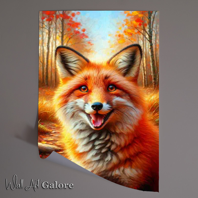 Buy Unframed Poster : (Spirited Fox in Autumn Woods in the sun)