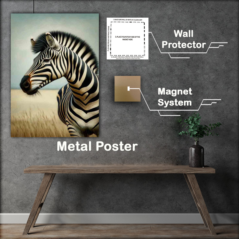 Buy Metal Poster : (Splendid Zebra Stripes full head)