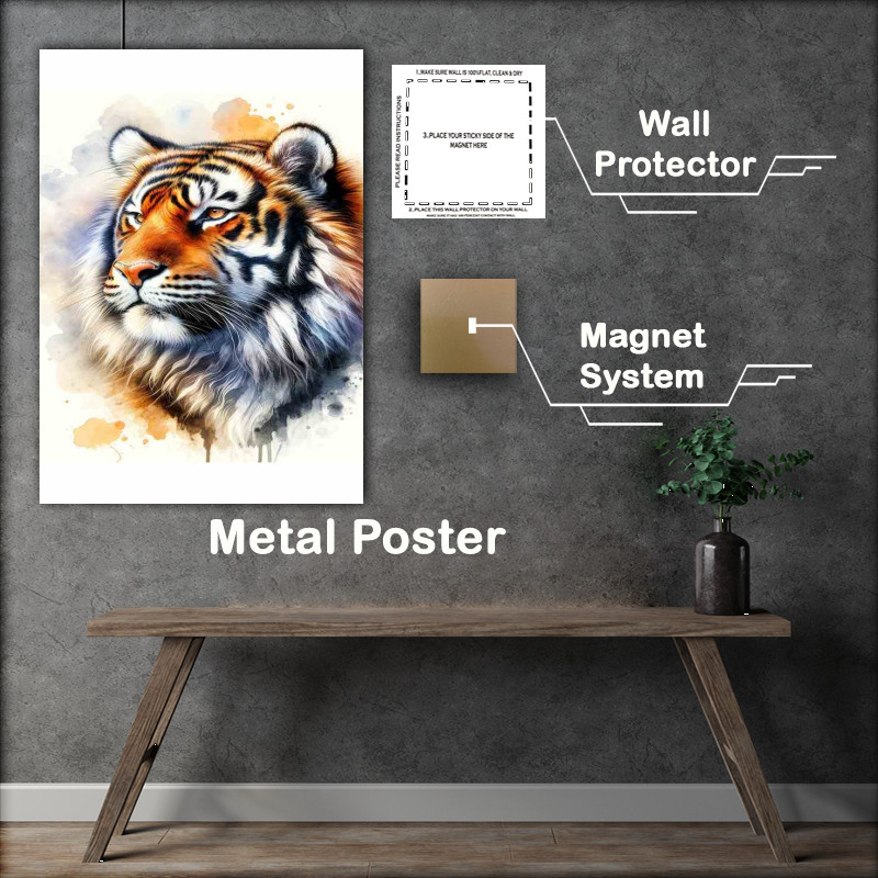 Buy Metal Poster : (Tiger Watercolor Animal Art style)