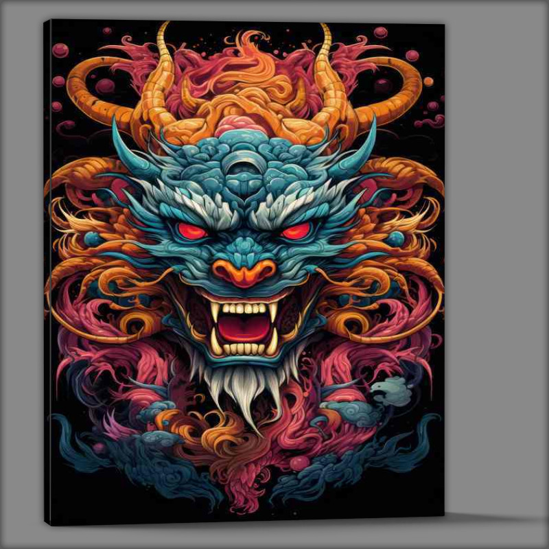 Buy Canvas : (Chinese drafon head with a splash of colour)