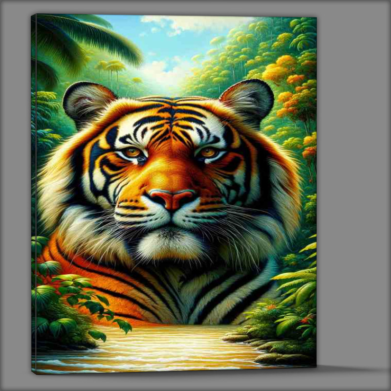 Buy Canvas : (Tropical Wilderness the head of a majestic tiger)