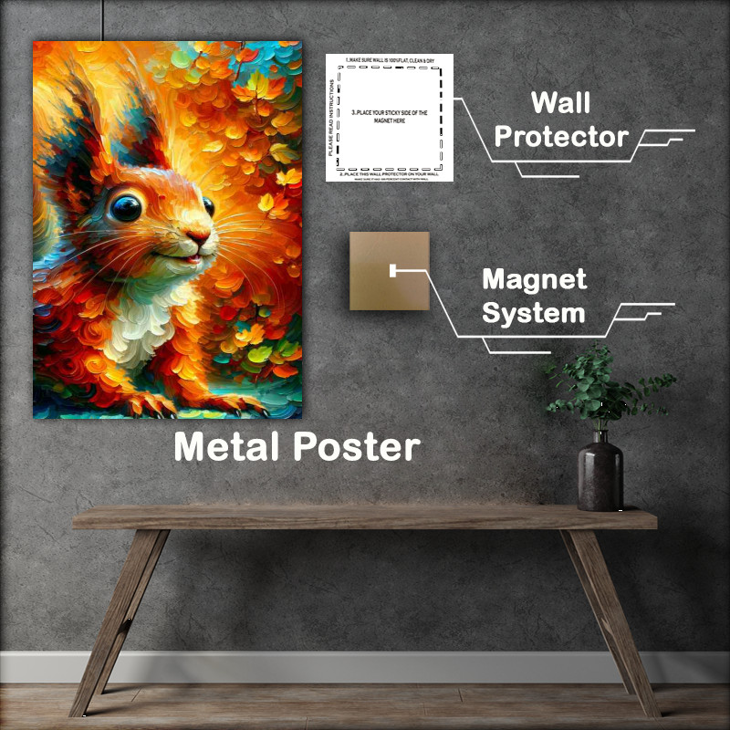 Buy Metal Poster : (Whimsical Mischief head of a whimsical squirrel)