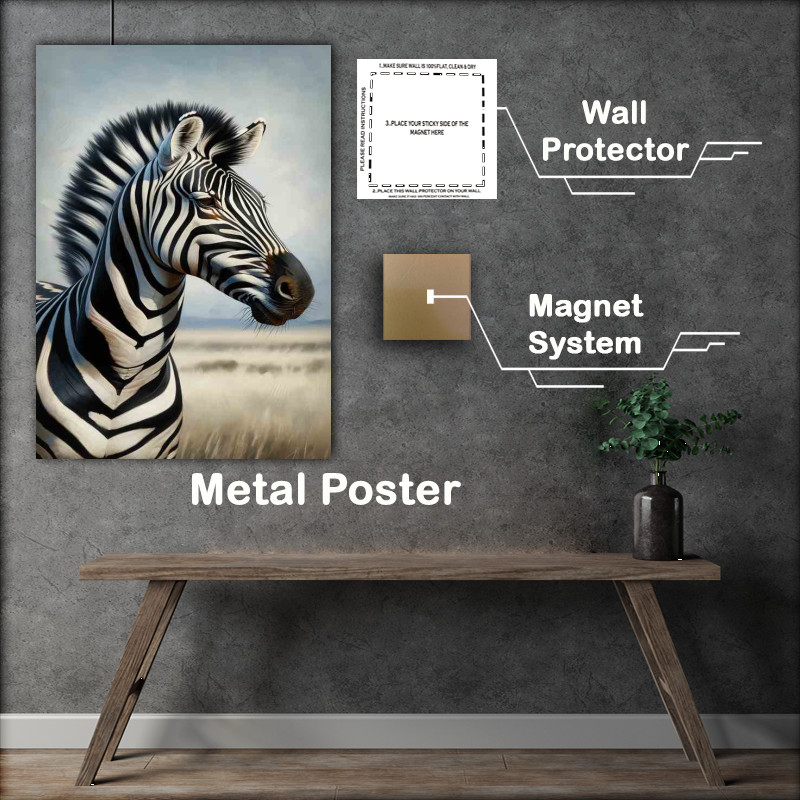 Buy Metal Poster : (Zebra Stripes head of a splendid zebra)