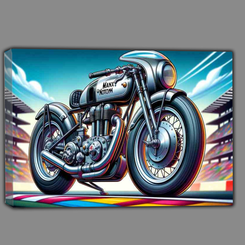 Buy Canvas : (Cartoon Manx Norton Motorcycle Art A cartoon style)