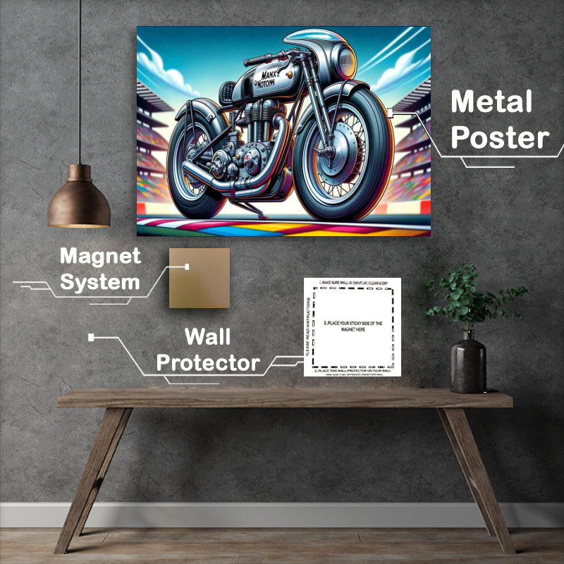 Buy Metal Poster : (Cartoon Manx Norton Motorcycle Art A cartoon style)