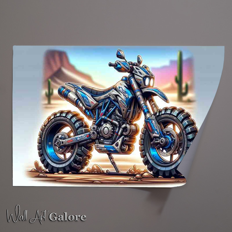 Buy Unframed Poster : (Cartoon Metisse Desert Race Motorcycle Art)