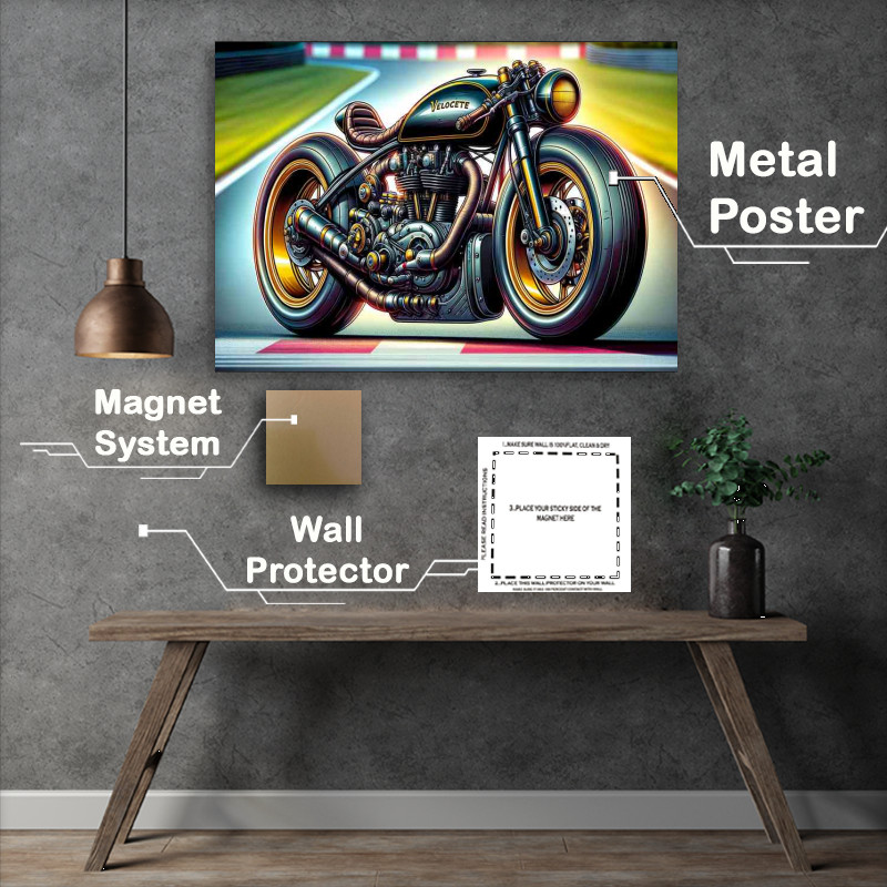 Buy Metal Poster : (Cartoon Velocette Venom Motorcycle Art A cartoon style)