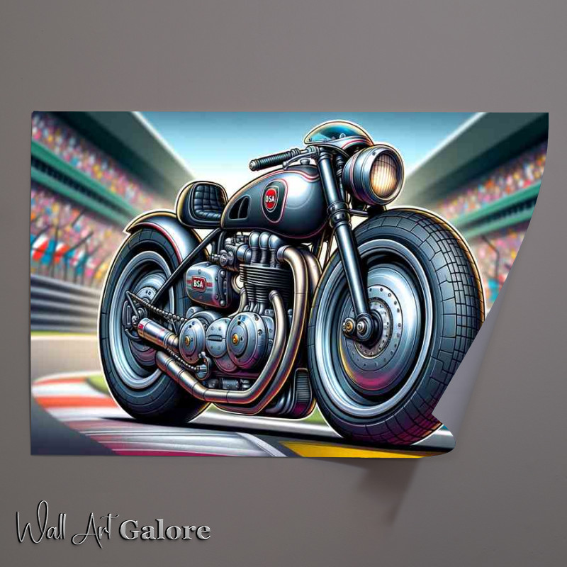 Buy Unframed Poster : (Cool Cartoon BSA Gold Star Motorcycle Art A cartoon style)