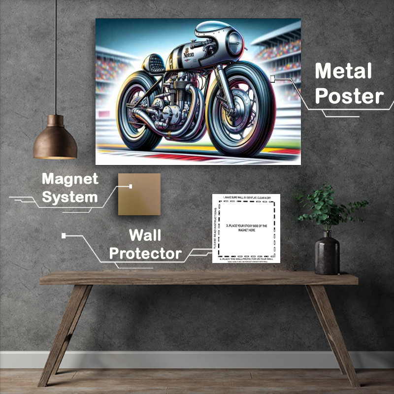 Buy Metal Poster : (Cool Cartoon Manx Norton Motorcycle Art A cartoon style)